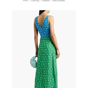 HVN Max Printed Silk Satin Maxi Size 4  Non Stretchy Party Size 4 Retail $223